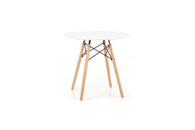 Masa rotunda din MDF, lemn si metal, Prometios Alb / Pin, Ø80xH72 cm