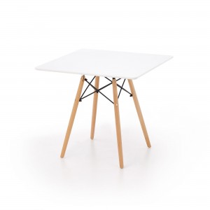 Masa din MDF, lemn si metal, Prometios Square Alb / Pin, L80xl80xH72 cm