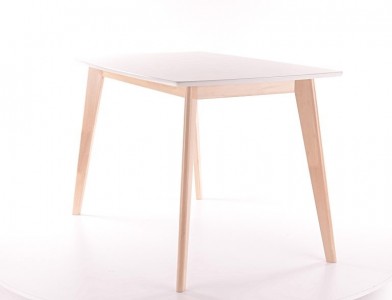 Masa din MDF si lemn Conrado Alb / Stejar, L120xl75xH75 cm