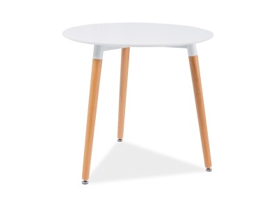 Masa rotunda din MDF si lemn Nolwenn III Alb / Fag, Ø80xH75 cm