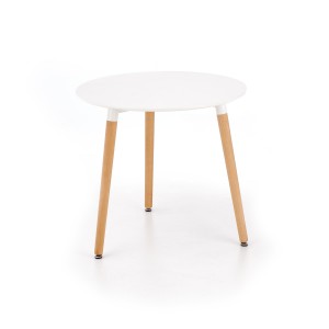 Masa rotunda din MDF si lemn Suarez White / Beech, Ø80xH74 cm