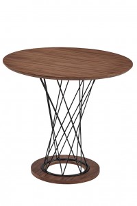 Masa din MDF si metal Bari Walnut / Black, Ø80xH75 cm