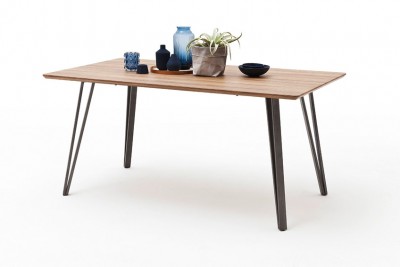 Masa din MDF si metal Cordoba Stejar Wild / Negru, L160xl90xH76 cm