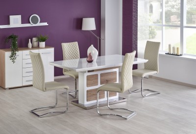 Masa din MDF si metal Domicio, L160-220xl90xh76 cm