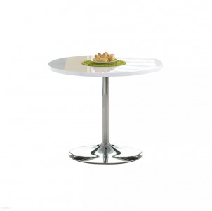 Masa rotunda din MDF si metal Onari White / Chrome, Ø90xH75 cm