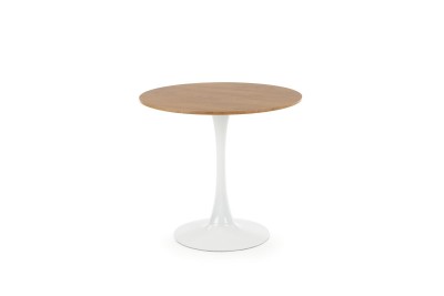 Masa rotunda din MDF si metal, Stephan Stejar Auriu / Alb, Ø80xH73 cm