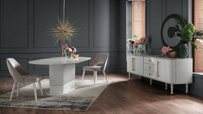 Masa din MDF si pal Olivia Crem, L200xl100xH75 cm