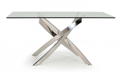 Masa din metal si sticla Kalmar Silver, L160xl90xH76 cm