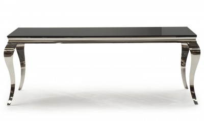 Masa din metal si sticla Louis Black, L200xl100xH75 cm