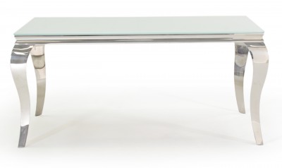 Masa din metal si sticla Louis White, L160xl90xH75 cm