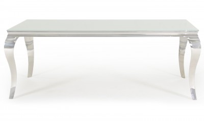 Masa din metal si sticla Louis White, L200xl100xH75 cm