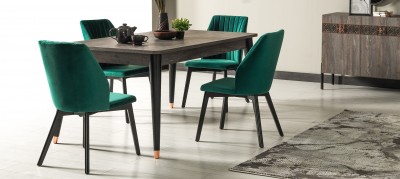 Masa din pal si lemn Wella Gri / Negru, L160xl95xH78 cm