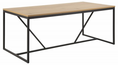 Masa din pal si metal Seaford Stejar / Negru, L180xl90xH74 cm