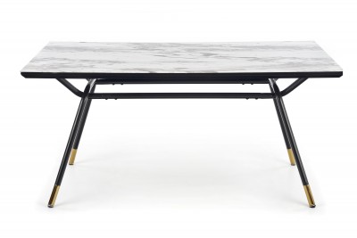 Masa din sticla si metal Glimarisr Marble / Black / Gold, L160xl90xH76 cm