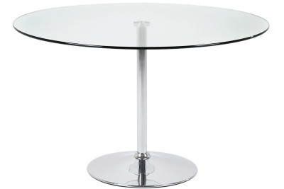 Masa rotunda din sticla si picior metalic Becky Crom, Ø100xH75 cm