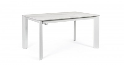 Masa extensibila din ceramica, MDF si metal Briva Small Gri Deschis / Alb, L140-200xl90xH76 cm