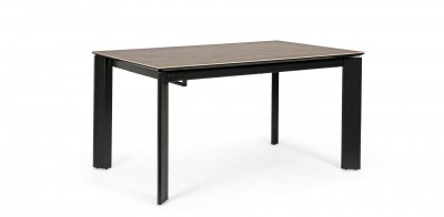 Masa extensibila din ceramica, MDF si metal Briva Small Gri / Negru, L140-200xl90xH76 cm