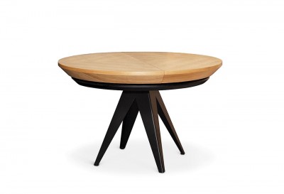 Masa extensibila din furnir si metal Santino Oak / Black, L120-220xl120xH76 cm