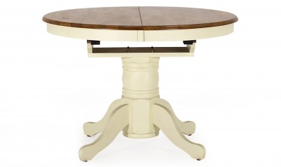 Masa extensibila din lemn de cauciuc Cotswold Ivory / Oak, L107-150xl107xH77 cm