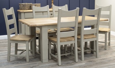 Masa extensibila din lemn de stejar si furnir Logan Taupe, L180-230xl90xH79 cm