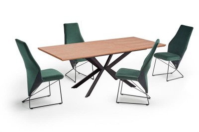 Masa extensibila din MDF, pal si metal, Legacy Stejar / Negru, L160-200xl90xH76 cm