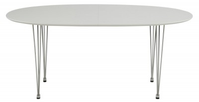 Masa extensibila din MDF si metal Carina Alb / Crom, L170-270xl100xH74 cm