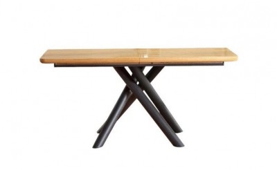 Masa extensibila din MDF si metal Derecho Stejar / Negru, L160-200xl90xH75 cm