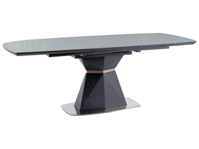 Masa extensibila din MDF si sticla, Corentin Gri / Antracit, L160-210xl90xH76 cm