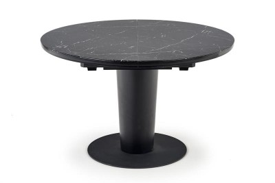 Masa extensibila din MDF, sticla si metal, Cristofer Negru, L120-160xl120xH75 cm