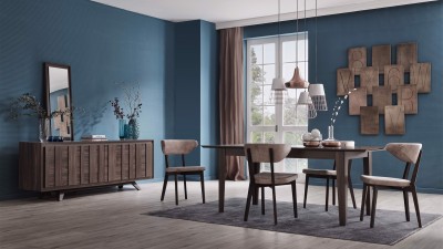 Masa extensibila din pal Retro Nuc, L160-200xl90xH78 cm