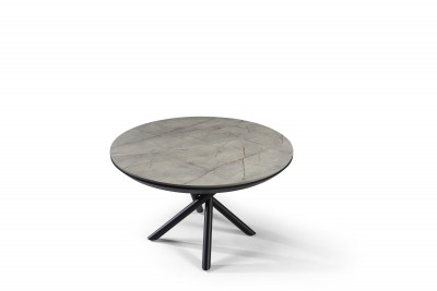 Masa extensibila din pal, MDF si metal, Ocean Gri / Negru, Ø130-230xH78 cm