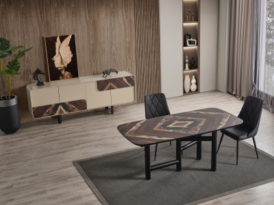 Masa extensibila din pal, MDF si metal, Sirius Multicolor, L180-260xl90xH78 cm