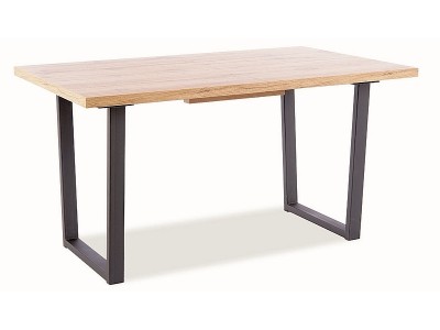 Masa extensibila din pal si metal, Vello Stejar Wotan / Negru, L138-180xl85xH76 cm