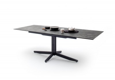 Masa extensibila din pal, sticla si metal Rimini Negru, L160-240xl90xH76 cm