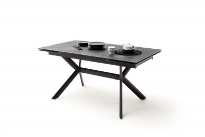 Masa extensibila din pal, sticla si metal Siros Negru, L160-240xl90xH76 cm