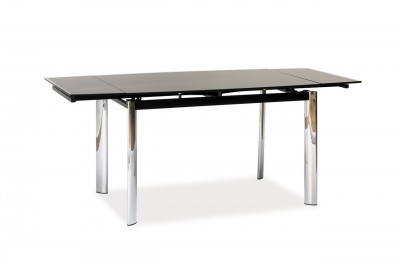 Masa extensibila din sticla si metal, Grid-020 Negru / Crom, L120-180xl80xH76 cm