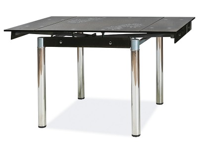 Masa extensibila din sticla si metal, Grid-082 Gri / Crom, L80-131xl80xH75 cm