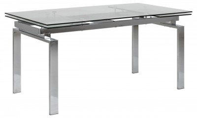 Masa extensibila din sticla si metal Huddersfield Crom, L160-240xl85xH76 cm