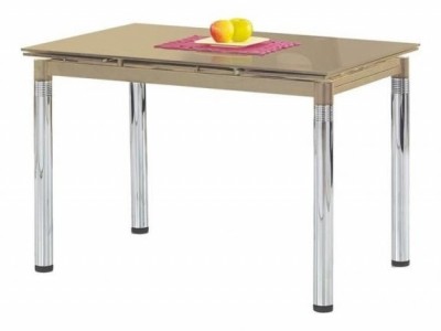 Masa extensibila din sticla si metal Lyn-31 Beige, L110-170xl74xH76 cm