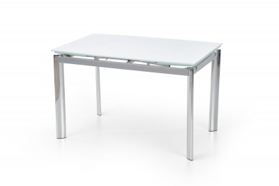 Masa extensibila din sticla si metal Lebron White, L120-180xl80xH76 cm