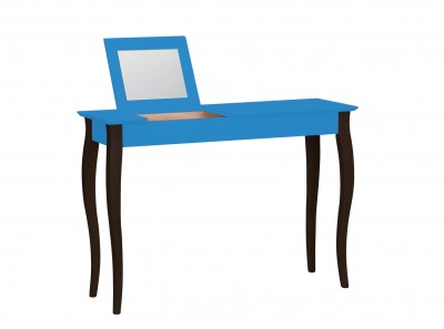 Masa machiaj cu oglinda, din lemn de fag si MDF Lillo Large Sky Blue / Black, L105xl35xH74 cm