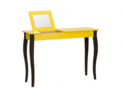 Masa machiaj cu oglinda, din lemn de fag si MDF Lillo Large Yellow / Black, L105xl35xH74 cm