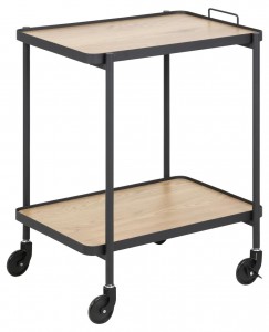 Masa minibar mobila din pal si metal Carmi Stejar / Negru, L56xl40xH68,5 cm