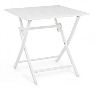 Masa pliabila de gradina / terasa din metal, Elin Small Alb, L70xl70xH71 cm