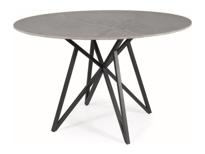 Masa rotunda din ceramica si metal, Muranis Gri / Negru Mat, Ø120xH76 cm