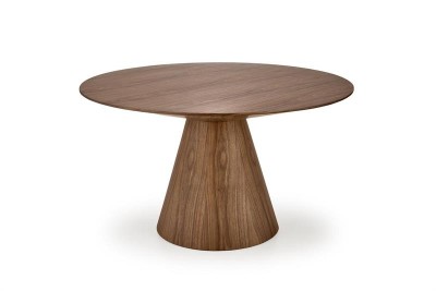 Masa rotunda din MDF si furnir, Hensis Nuc, Ø136xH78 cm