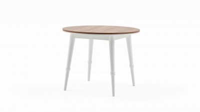 Masa rotunda din pal, Larina Alb / Natur, Ø100,4xH77,5 cm