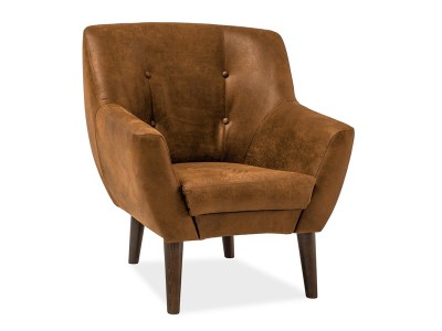 Fotoliu tapitat cu piele ecologica Mandela Light Brown, l75xA53xH88 cm
