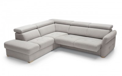 Coltar tapitat cu stofa Massimo Grey cu sezlong pe stanga