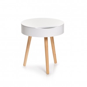 Masuta de cafea cu compartiment suplimentar, MDF White, Ø 40xH44 cm